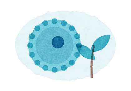 Egg cell with a sprouting leaf